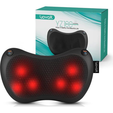Appareil de Massage pour Dos et Nuque Shiatsu avec Chaleur Coussin de Massage avec 6 Nœuds et 3 Vitesses – Masseur pour Cou, Dos, Taille et Jambes, Maison et Voiture, YZ100 (1/5)