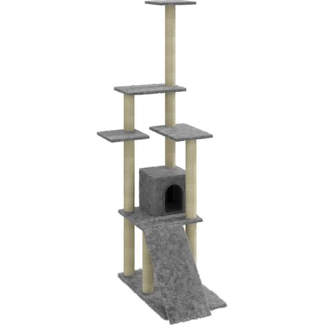 Arbre à chat avec griffoirs en sisal Gris clair 155 cm (1/5)