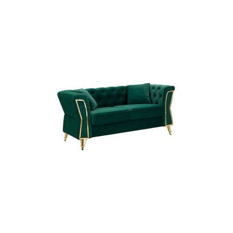 Canapé Emy vert velours matelassé élégant design (1/5)