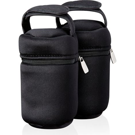Sac isotherme et refroidisseur de bouteille - Maintient les bouteilles froides ou chaudes - Lot de 2, noir (1/5)