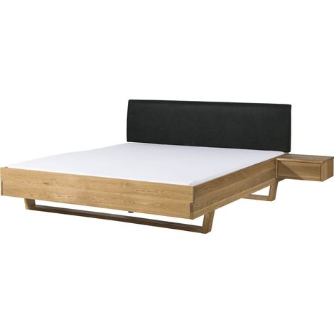 Bett mit Nachttisch Fichte 160x200x85 natur gebeizt / geölt, Kopfteil anthrazit FICHTELBERG 42