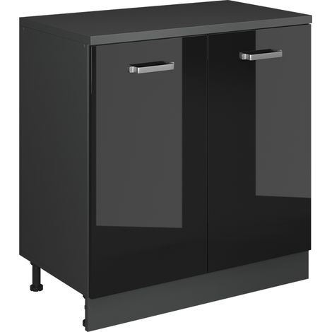 Mueble para ático Rion, Negro brillo intenso, 80 x 81.6 cm sin inclinación con 2 puertas, Vicco (1/5)