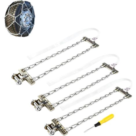 3 pièces chaînes à pneus pour camionnettes, chaînes à neige antidérapantes pour pneus de voiture, chaînes à pneus antidérapantes pour boue glacée, ceinture de sécurité de conduite (L) (1/5)