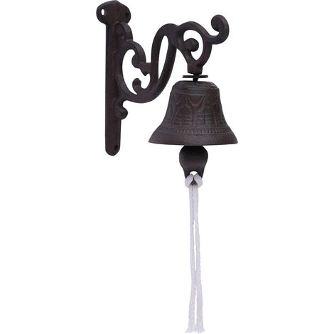 Timbre antiguo de hierro fundido, timbre de entrada, campana de barco 13,5 x 13,5 cm, timbre de pared simple, campana, montaje en pared