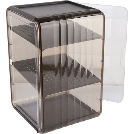 Becherhalter, staubdicht, faltbar, Kunststoff, transparent, für Schreibtischschrank, groß, schwarz (1/5)