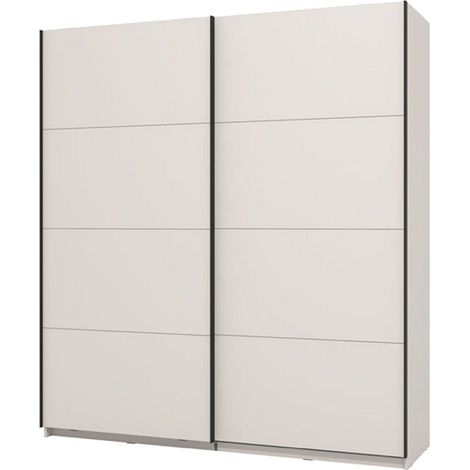 Armario Grande Cariano, Dormitorio 2 Estantes, Barra Colgador, 2 Puertas, 195x217.5h cm Blanco Mate