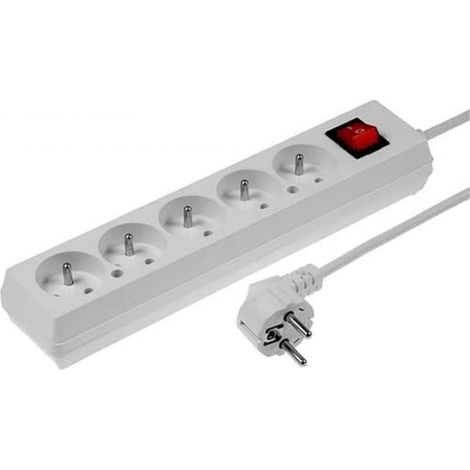 Prolunga con interruttore, 5 prese, 10A, 3 m /OMY 3x1/ bianca PS-570WS T-106010