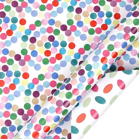 Papier d'emballage cadeau - Double face - Série aquarelle - 80 g/m² - Pour fêtes Noël anniversaires mariages - Rouleau (1/3)