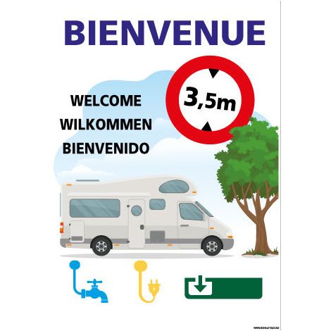 PANNEAU BIENVENUE - AIRE POUR CAMPING-CAR (H0457) - Adhésif - 75 x 105 mm