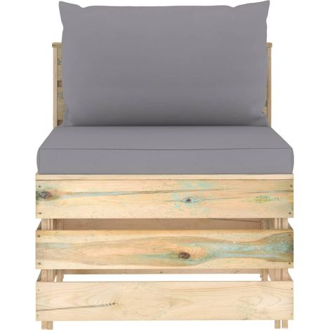 Canapé central,Canapé d'extérieur,Sofa de jardin sectionnel avec coussins Bois imprégné de vert CFW591233 (1/5)