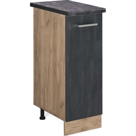 Meuble bas de cuisine R-Line, Béton noir, 30cm PT Anthracite, Vicco (1/5)