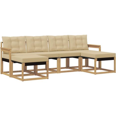 Outdoor Sofa Set with Cushion 6 pcs White and Beige vidaXL (1/5)