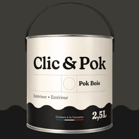 Peinture Bois Extérieur – POK BOIS - 2,5L - RAL 6015 - Olive noir- Résistante aux intempéries - Ne s'écaille pas