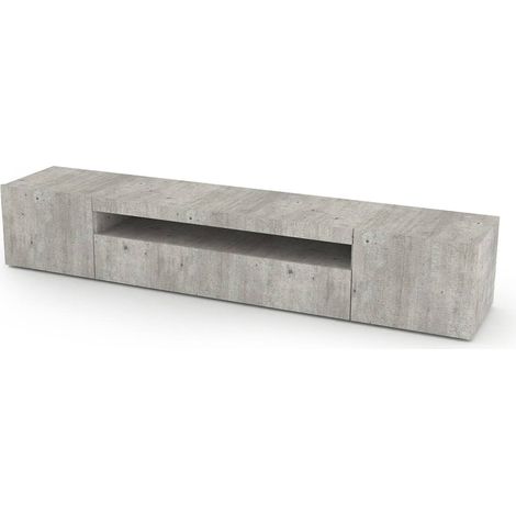 Dmora Mobile da soggiorno Porta TV, Made in Italy, Supporto per TV da salotto a 3 ante e ripiani, cm 200x40h37, colore Cemento, con imballo rinforzato (1/3)
