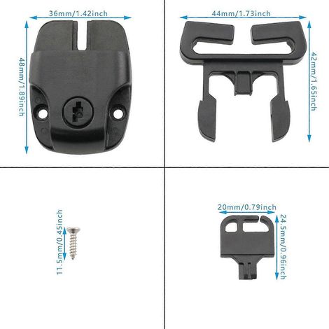 Kit de réparation de 8 clips de fixation pour couverture de spa en plastique (avec fente) - Remplacez les clips de fixation par des clés et la visserie (48 mm x 44 mm x 14 mm), noir (1/4)