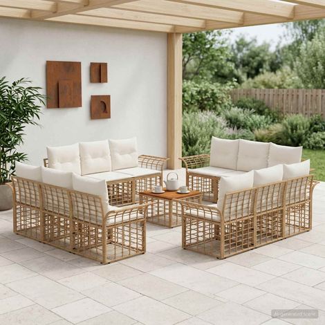 vidaXL Set di divani da esterno 13 pcs Naturale e Bianco Crema (1/5)