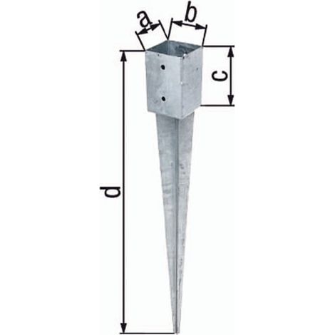 Einschlagbodenhülse a71xb71xc150xd750mm Stahl roh feuerverzinkt