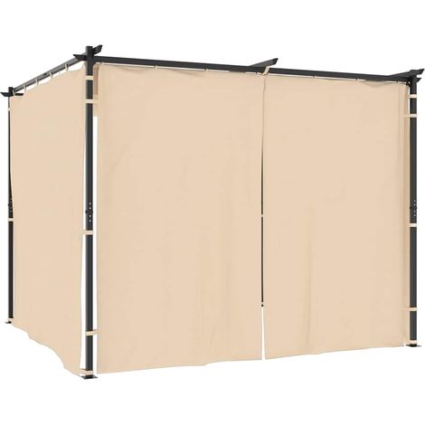 Tonnelle avec rideaux 3x3 m Crème Acier (1/5)