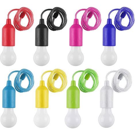 Set mit 8 LED-Zugkettenlichtern, farbenfrohe LED-Hängelampen, batteriebetrieben, tragbares Nachtlicht, ideal für Partys, Hochzeiten und Festivals (1/5)