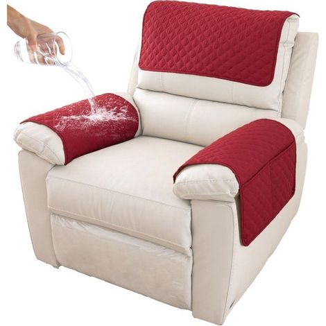 Ensemble de 3 coussins d'accoudoirs - Housse d'accoudoir de canapé - Housse d'accoudoir de fauteuil - Housse d'appui-tête - Protection antidérapante et rembourrée pour meubles (38 cm x 57 cm) - Rouge (1/5)