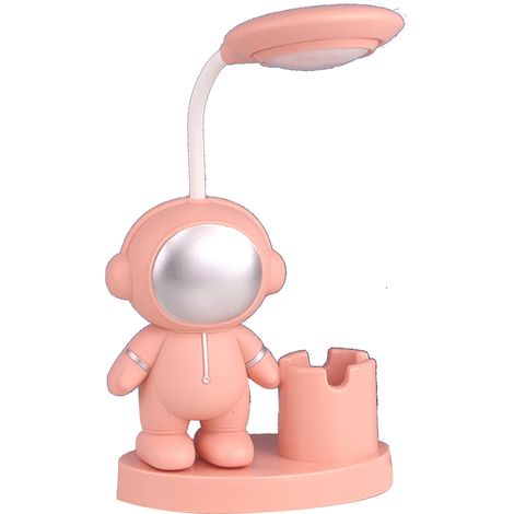 Ortviai Lampe de bureau pliable design astronaute, lumière douce USB, rose – pour chambre, bureau ou chevet (1/5)