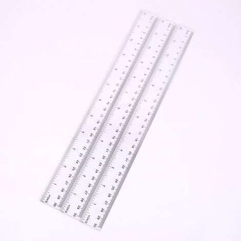 Ruler - 30 Cm - Dual Scale Cm And Inch - Transparent Plastic - For School Office Home - Pack Of 3