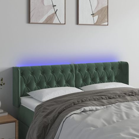 Cabecero con LED de terciopelo verde oscuro 163x16x78/88 cm vidaXL (1/5)