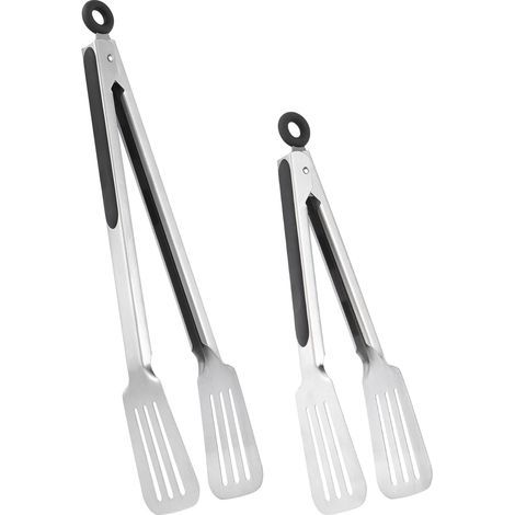 Pinces de cuisine en métal, un ensemble de deux pinces en acier inoxydable, de 9 et 12 pouces. (1/5)