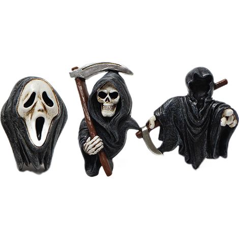 Lot de 3 désodorisants pour voiture à clipser sur les grilles d'aération : squelette fantôme d'Halloween, accessoires de décoration intérieure. (1/5)