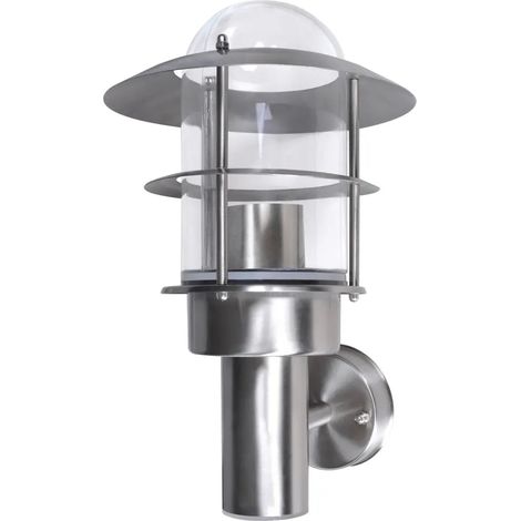Applique da esterno a LED moderna per patio o giardino 180 x 200 x 285 mm acciaio inox argento 020045839