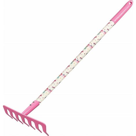 Rastrillo Greenmill 64 cm, metal con mango de madera/pvc, ideal para jardín, limpieza de suelos y aireación de tierra