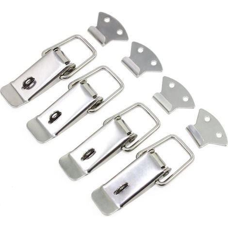 Ensemble de 4 loquets à bascule à ressort en acier inoxydable pour portes d'armoires, fenêtres, meubles (1/5)