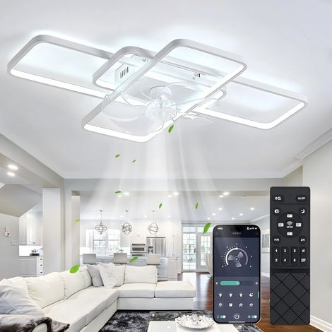 LEDANDER Ventilateur de plafond moderne avec éclairage, éclairage LED à intensité variable,télécommande et application, ventilateur de plafond silencieux-72CM (1/5)
