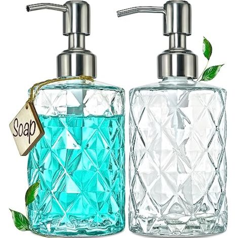 Distributeur de savon transparent avec pompe, distributeur de savon pour salle de bain, distributeur de savon pour les mains de cuisine, paquet de 2 (1/5)