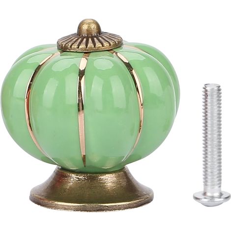 Ceramic Pumpkin Knobs European Style Handle Pull for Room Cabinet Drawer Furniture (Green)