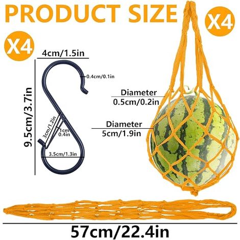 Chicken Feeder Net Carabiners (57cm) Chicken Feed Dispenser Nylon Hanging Food Net Poultry Fruit (1/4)