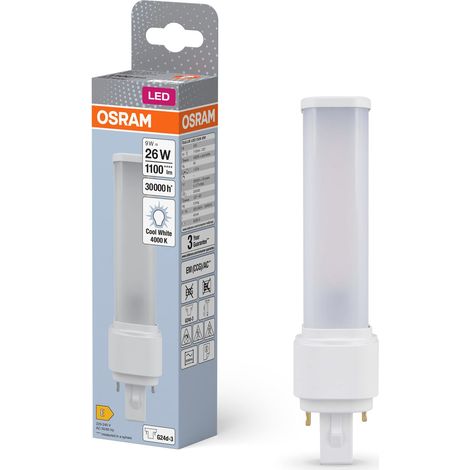 Ampoule LED pour culot G24D-3, 9 watt, 1100 lumen, blanc froid (4000K), orientable, en remplacement de l'ampoule classique 26W (1/5)