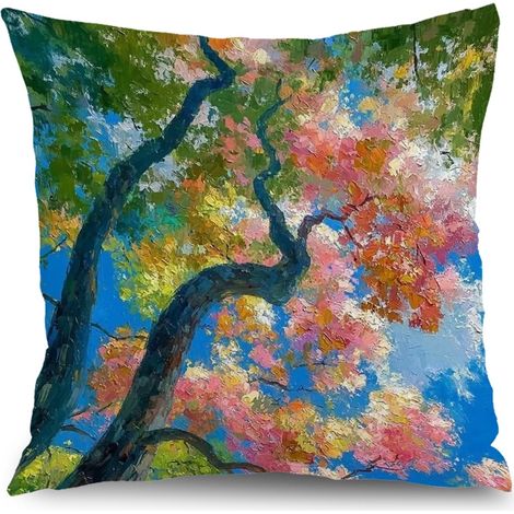 Taie d'oreiller fleurs vintage, décoration salon chambre maison,45×45cm (1/5)