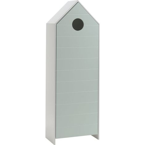 Paris Prix – Armoire enfant 4 niveaux 171,5 cm – Pin massif et MDF – Design original en forme de pointe – Couleur menthe