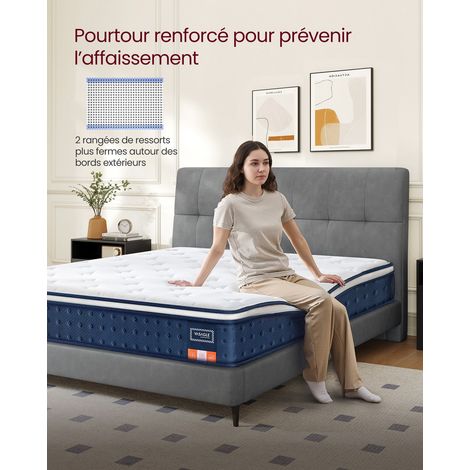 Matelas simple 90 x 190 x 20 cm soutien mi-ferme 7 zones confort optimal finition respirante en mousse bleu (1/2)