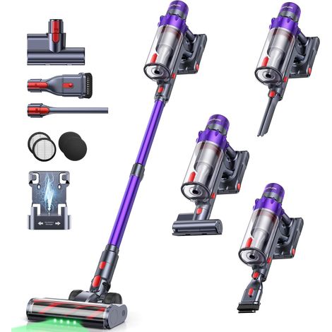 650W 55KPa Aspirateur Balai sans Fil, 70 Mins Aspirateur sans Fil Puissant avec Brosse Matelas, Charge Murale et Écran LED, Auto Aspirateur Balai pour Poils d’Animaux/Sols Durs/Tapis/Voiture (1/5)