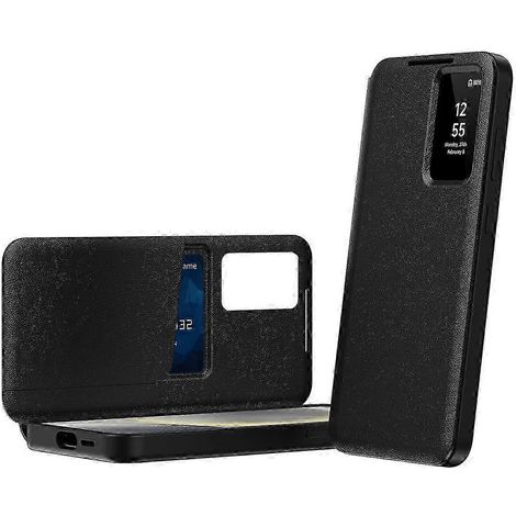 Étui en cuir rose pour Samsung Galaxy Z Fold6 5G, avec emplacement pour carte et fenêtre Smart View (1/4)