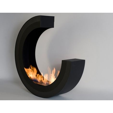 ERTA C - Biocamino da pavimento freestanding colore nero (1/5)