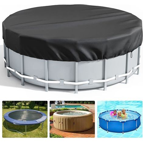 Bâche de piscine ronde Ø82×30 cm, Tissu Oxford 210D, Anti-UV, Imperméable, Anti-poussière, Cordon et ancrages inclus, Pour spa hors sol jardin (1/5)