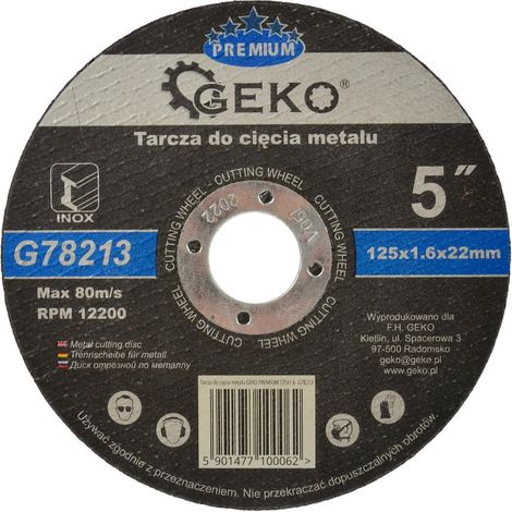 Disque à tronçonner pour métaux Geko premium 125x1,6 Inox (10/100/200/400) (1/3)