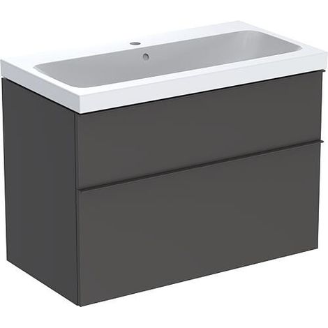 Meuble sous-vasque + vasque en céramique Geberit iCon 900x705x485 mm lava (1/2)