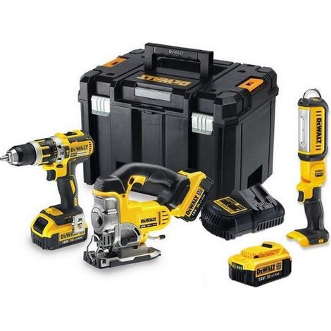 Dewalt DCK364M3T XR 18V Combi Drill, Jigsaw, LED Torch - 3 x 4.0ah Batteries (1/4)