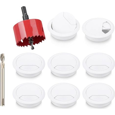 8 Stück Schreibtisch Tülle mit Lochsäge, 60mm Kabeldraht Tülle Computer Tülle Drahtloch Abdeckung Draht Organizer Runde für Haus und Büro Tisch Kabelkabel Management (1/5)