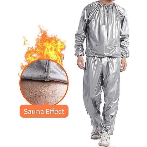 Unisex-Saunaanzug zum Abnehmen, Schlankmachen, Anti-Riss-Training-L-Silver