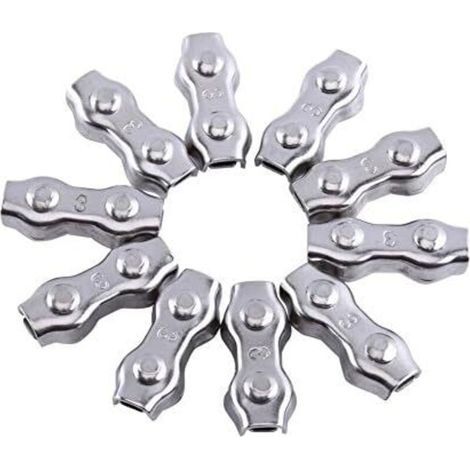 10Pcs M3 Duplex Clips Serre-câbles en Acier Inoxydable pour Filin Cable Inox (1/5)